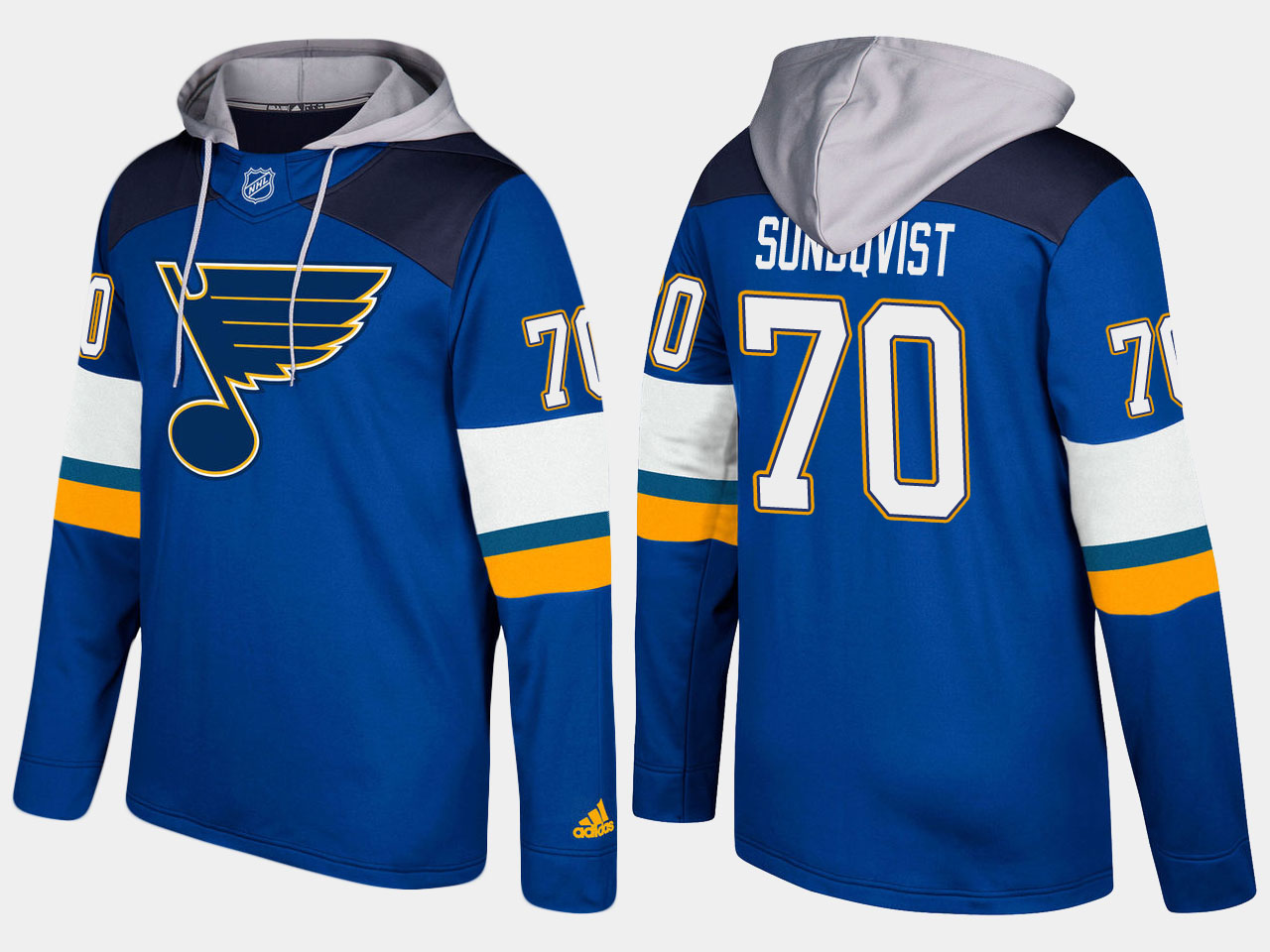 Men NHL St.Louis blues #70 boskar sundqvist blue hoodie->st.louis blues->NHL Jersey